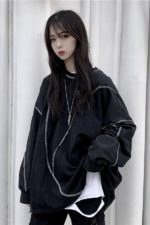 Y Demo Harajuku Streetwear Women Long Sleeve T-shirt Casual O-neck Irregular Patchwork Sweatshirt Oversized Fleece