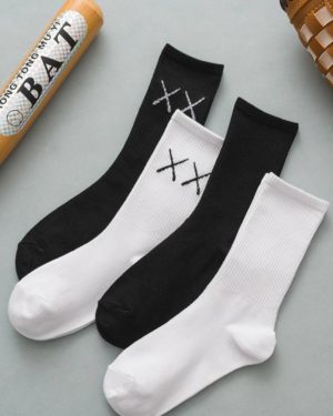 1 Pair New Men Cotton Sports Socks Breathable Compression Long Solid Black White Socks Summer Winter Tube Socks