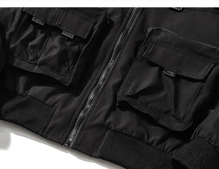 11 BYBB8217S DARK Back Pocket Jacket Coat Men Embroidery Bomber Jacket Outwear Streetwear Solid Cargo Jacket Techwear Au 17