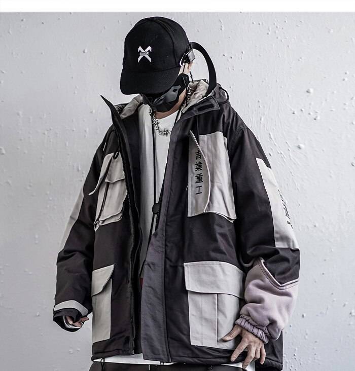 11 BYBB8217S DARK Hip Hop Retro Patchwork Padded Jackets Men Streetwear Embroidery Parkas Jacket Tactical Harajuku Windb 8