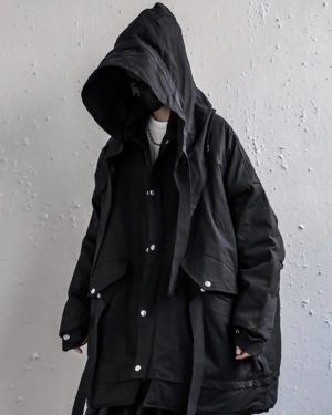 11 BYBB’S DARK Hip Hop Streetwear Padded Parka Men Creative Wizard Hat Tactical Cargo Jacket Men Harajuku Windbreaker Parka Coat