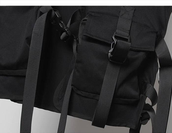 11 BYBB8217S DARK Men Multifunction Tactical Sleeveless Cargo Vests Streetwear Buckle Ribbons Multi Pockets Vests Techwe 8