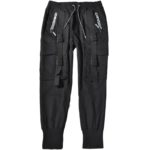 2021 Autumn Side Zipper Pockets Ribbons Men’s Jogger Trousers Cotton Hip Hop Streetwear Sweatpants Pencil Pants Black