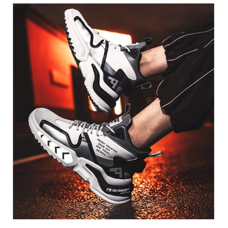 2021 Fashion Breathable Reflective Male Chunky Sneakers Lace-Up Designer Shoes Men High Top High Quality Casual Men’s Shoes