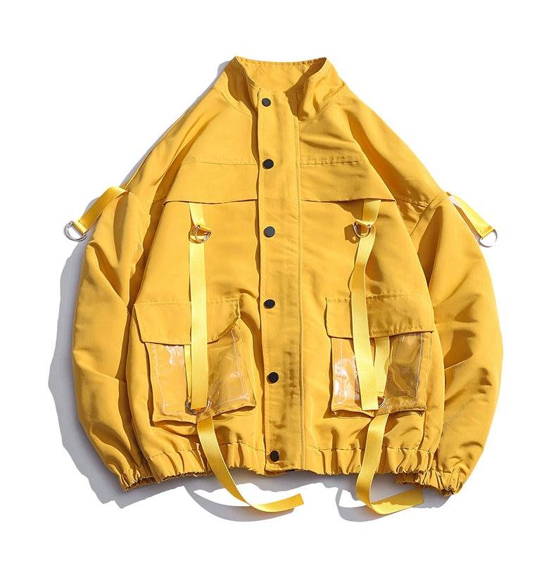 2021 Men Military Jacket Coats Casual Windbreaker Ribbons Pockets Men8217s Overalls Bomber Jacket Hip Hop Streetwear Man 11