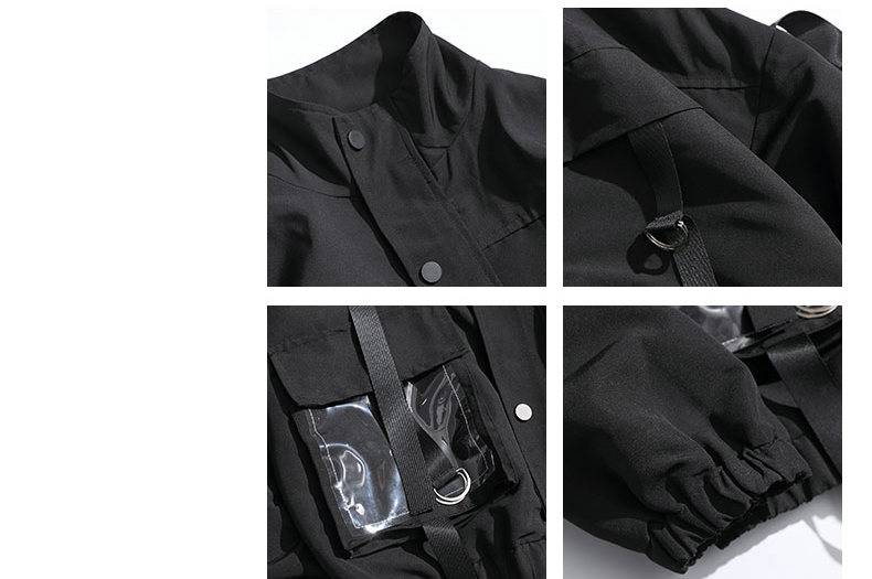 2021 Men Military Jacket Coats Casual Windbreaker Ribbons Pockets Men8217s Overalls Bomber Jacket Hip Hop Streetwear Man 14