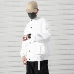 2021 Men Military Jacket Coats Casual Windbreaker Ribbons Pockets Men’s Overalls Bomber Jacket Hip Hop Streetwear Man Outwear