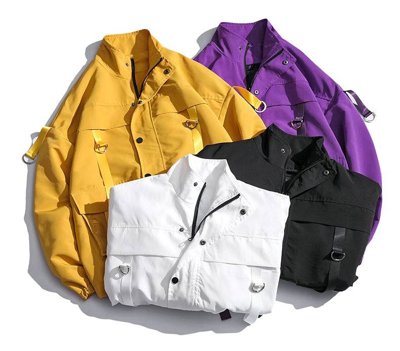 2021 Men Military Jacket Coats Casual Windbreaker Ribbons Pockets Men8217s Overalls Bomber Jacket Hip Hop Streetwear Man 9