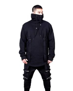 2021 Spring Trend New High-neck Mens Sweatshirt Dark Black Long Loose Assassin Sweatshirt EUR SIZE M-XXL