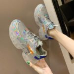2021 Spring Trend Women Transparent Sneakers Harajuku Platform Woman Shoes Laser Jelly Casual Shoes Shining Shoes Running Shoes