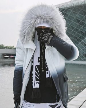 2021 Winter Warm Gradient Parkas Men Women Streetwear Thick Jackets Coat Fashion Harajuku Hoody Fur Collar Coats