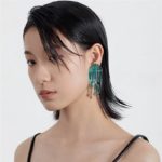 2k Futuristic Green Transparent Liquefied Earrings for Women Party Wedding Jewelry Accessories 2021 Summer Trend New Fashion