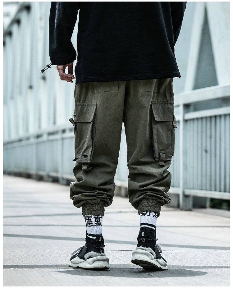 Black Cargo Pants Men Hip Hop 2021 Pants Mens Autumn Harem Pant Streetwear Harajuku Jogger Sweatpant Cotton Trousers Mal 12