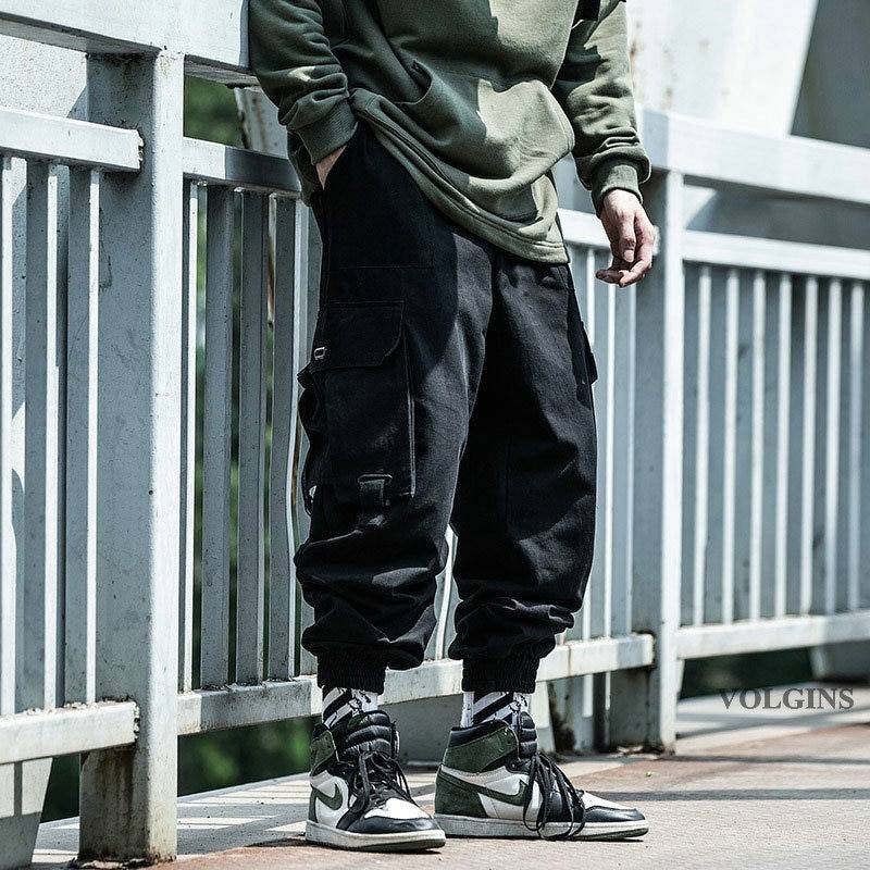 Black Cargo Pants Men Hip Hop 2021 Pants Mens Autumn Harem Pant Streetwear Harajuku Jogger Sweatpant Cotton Trousers Mal 7