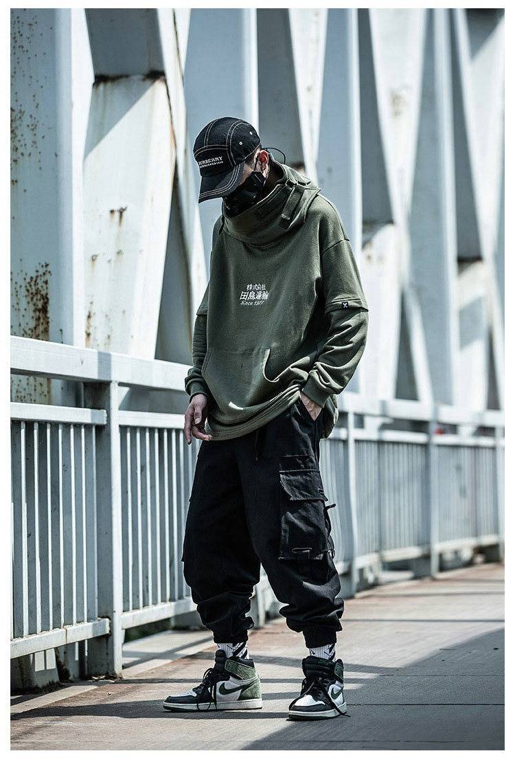 Black Cargo Pants Men Hip Hop 2021 Pants Mens Autumn Harem Pant Streetwear Harajuku Jogger Sweatpant Cotton Trousers Mal 8