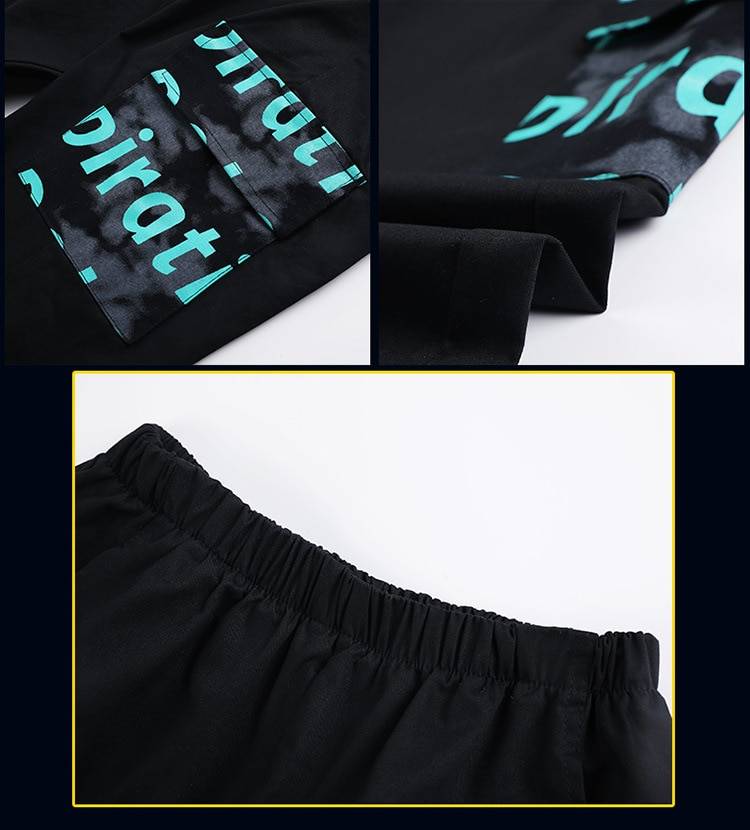Boy8217s Letters Print Techwear Jacket and Cargo Pants Set