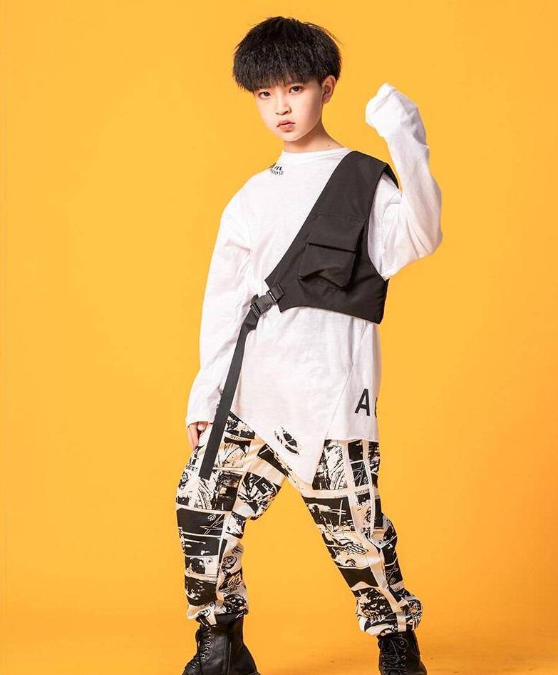 Boy8217s Manga Print Techwear Shirt and Jogger Pants Set