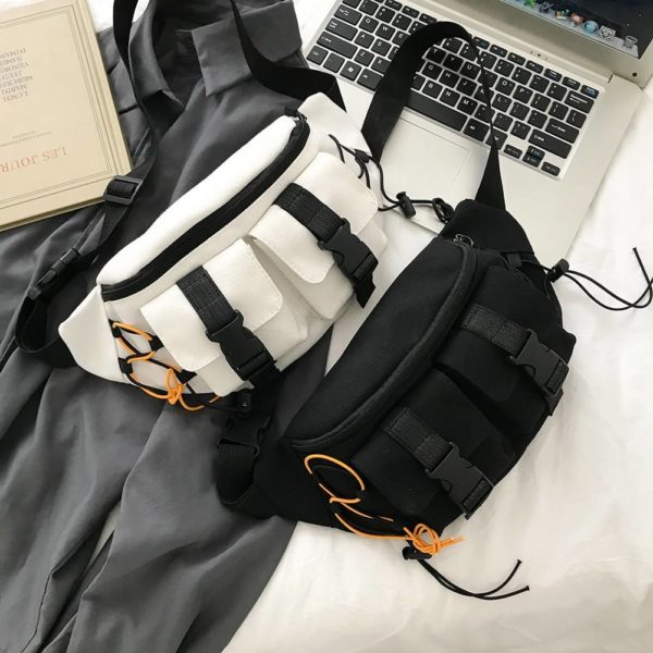 Canvas Contrast Detail Techwear Waist Bag