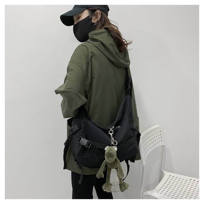 Canvas Tactical Straps Techwear Crossbody Bag with Chain 1