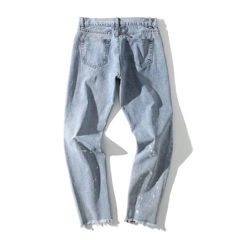 ColdYingan High Street Retro Jeans Men Straight Letter Print Y2k Man Jeans Embroidery Stitched Holes Denim Pants Women J 9