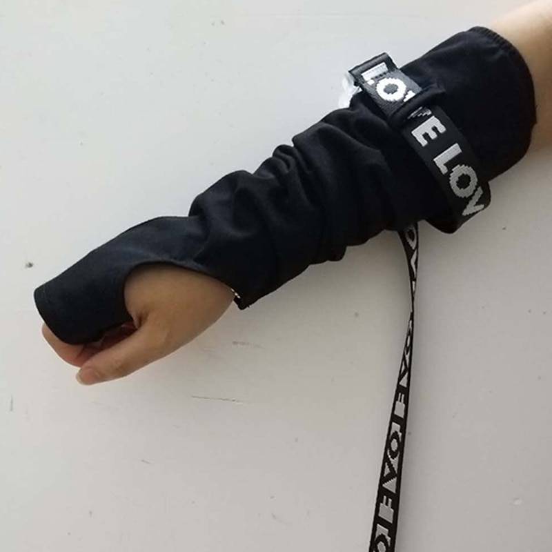 Cool Black Punk Unisex Fingerless Gloves Adjustable Cuff With Plastic Buckle Ninja Elbow Length Gothic Mittens Lady Arm 1 23