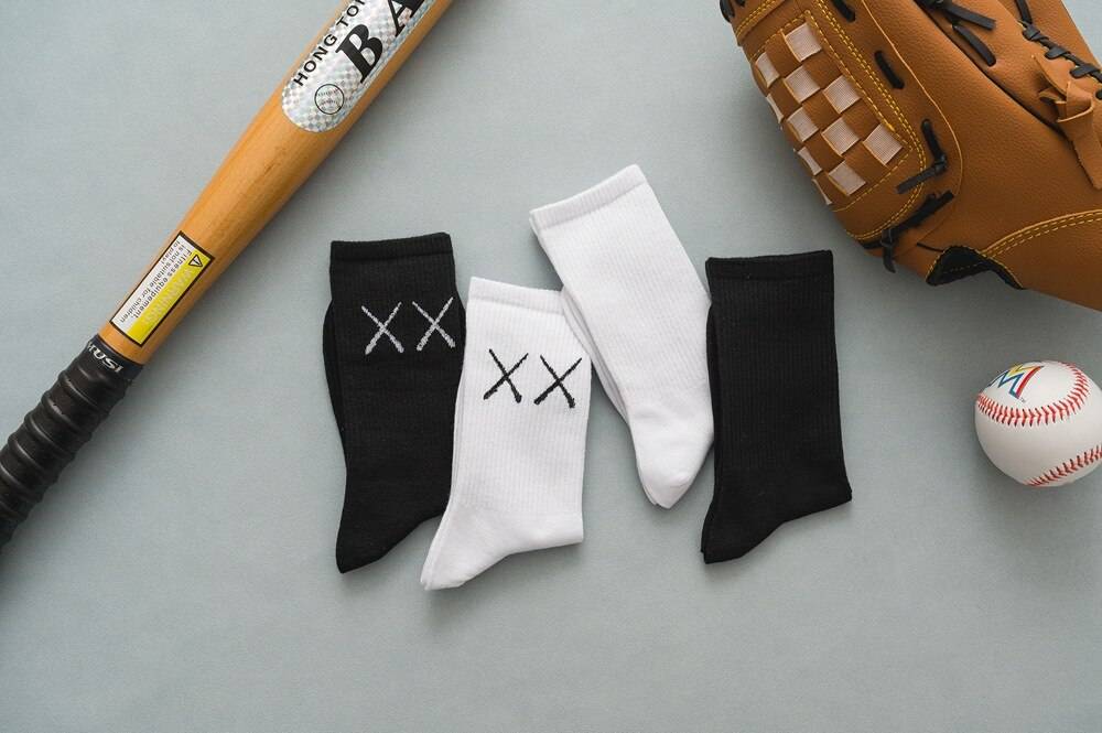 Cotton XX Print Black and White Techwear Sports Socks 1