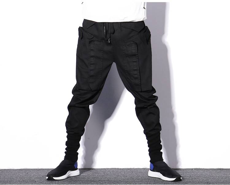 Darkly Style Men Pockets Cargo Pants 2019 Autumn Harem Joggers Vintage Sweatpant Hip Hop Trousers Black Streetwear 7