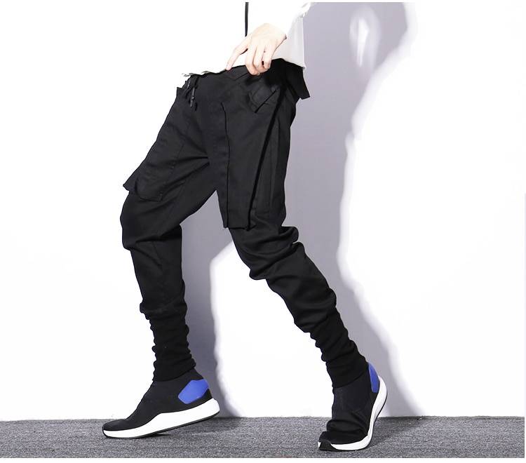 Darkly Style Men Pockets Cargo Pants 2019 Autumn Harem Joggers Vintage Sweatpant Hip Hop Trousers Black Streetwear 8