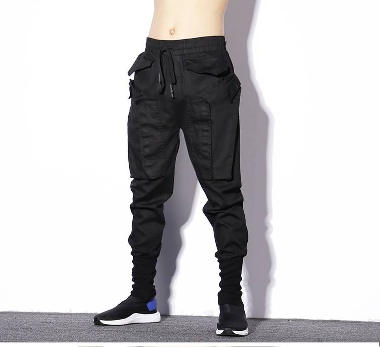 Darkly Style Men Pockets Cargo Pants 2019 Autumn Harem Joggers Vintage Sweatpant Hip Hop Trousers Black Streetwear 9