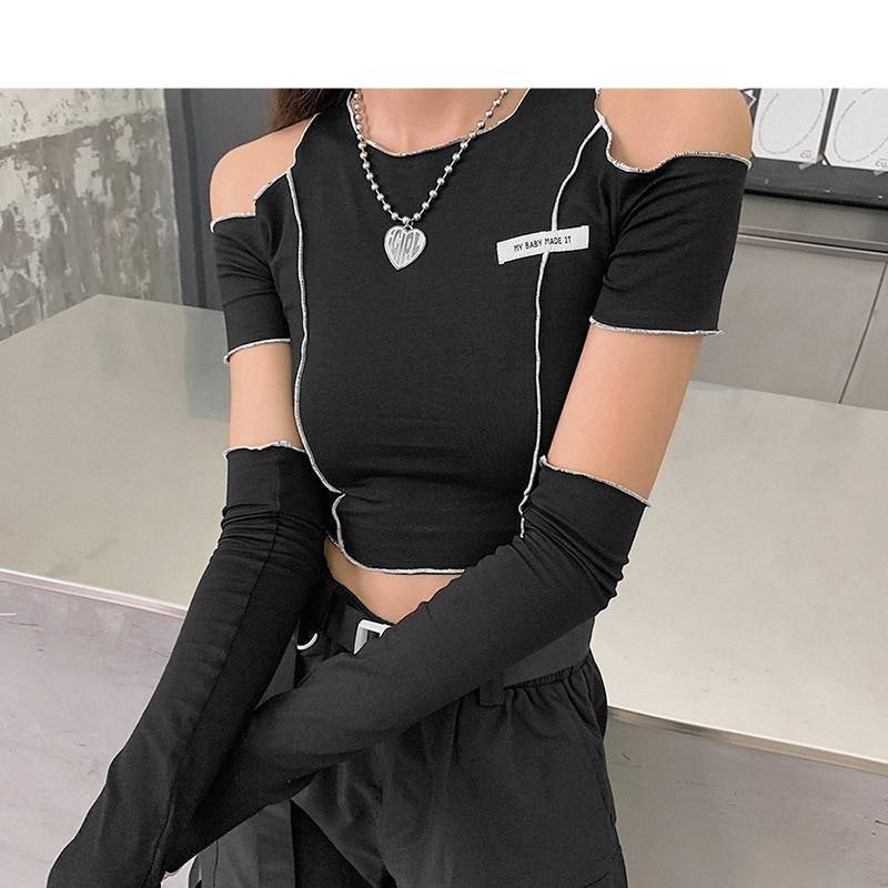 E girl Gothic Y2k Techwear Crop Top Sleeves 1