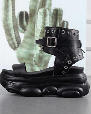 Fashion Wedges Shoes For Women Sandals 7.5CM High Heels Summer Shoes 2020 Aussures Femme Leather Platform Sandals White shoes