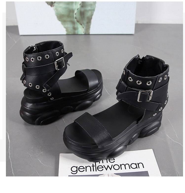 Fashion Wedges Shoes For Women Sandals 7.5CM High Heels Summer Shoes 2020 Aussures Femme Leather Platform Sandals White 1 13