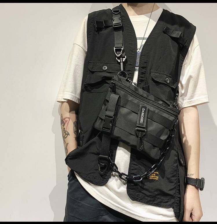 Functional Tactical Chest Bag For Men Fashion Bullet Hip Hop Vest Streetwear Bag Waist Pack female Black Wild Chest Rig 1 10
