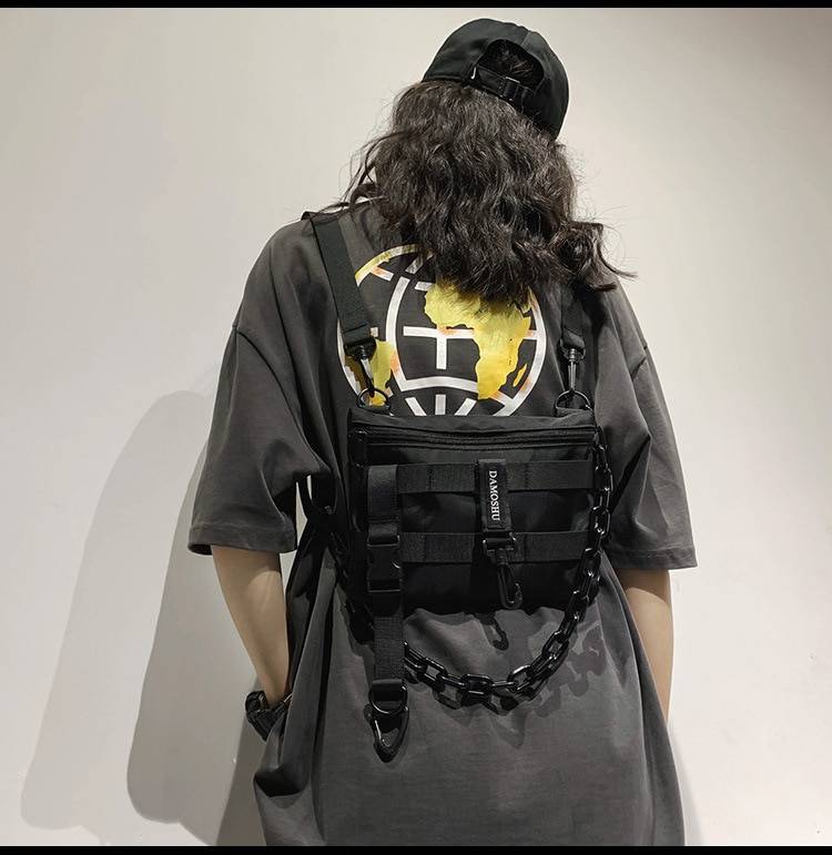 Functional Tactical Chest Bag For Men Fashion Bullet Hip Hop Vest Streetwear Bag Waist Pack female Black Wild Chest Rig 1 9