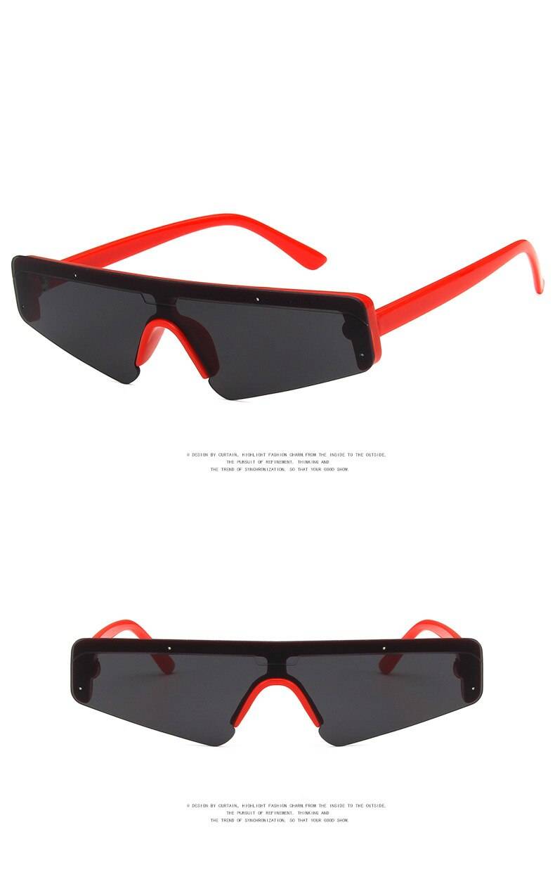 Futuristic Fashion Half Frame rectangle Square Sunglasses Women men Luxury Brand Retro hip hop hippie Driving Sun Glasse 10