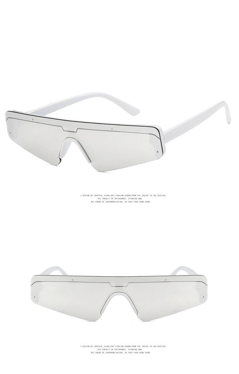 Futuristic Fashion Half Frame rectangle Square Sunglasses Women men Luxury Brand Retro hip hop hippie Driving Sun Glasse 11