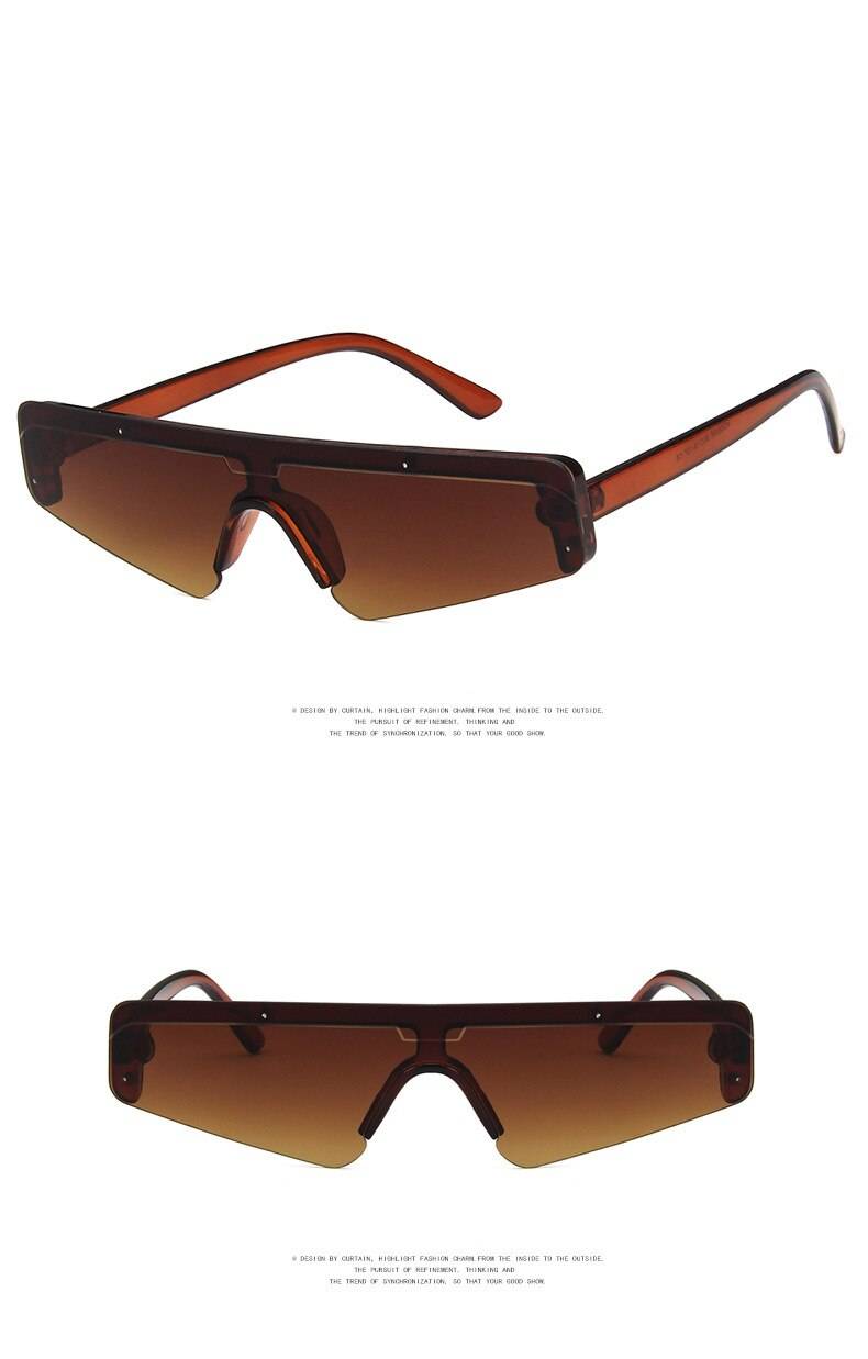 Futuristic Fashion Half Frame rectangle Square Sunglasses Women men Luxury Brand Retro hip hop hippie Driving Sun Glasse 12