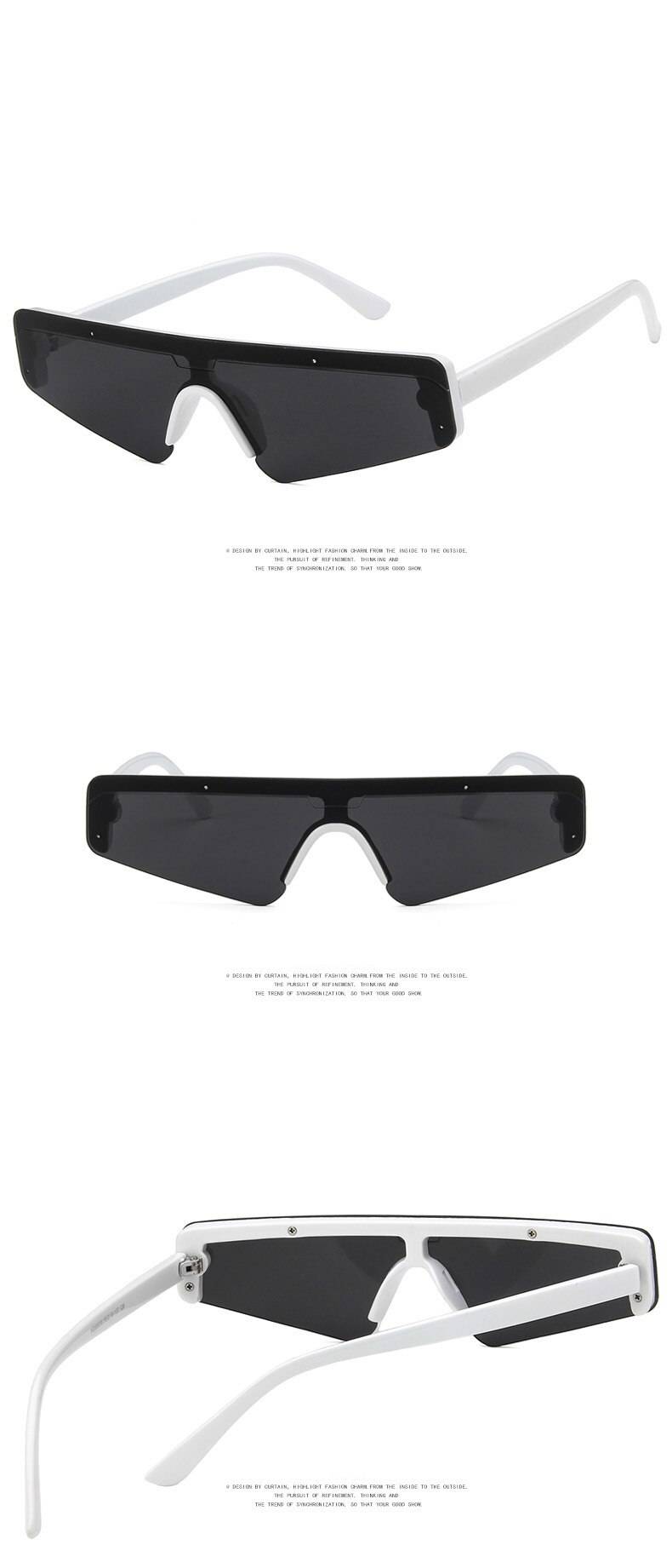 Futuristic Fashion Half Frame rectangle Square Sunglasses Women men Luxury Brand Retro hip hop hippie Driving Sun Glasse 8