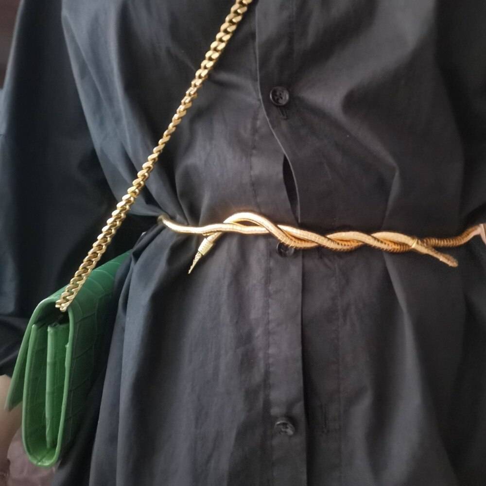 Hangzhi personality hip hop simple temperament dark style random opening snake design women necklace collar 15