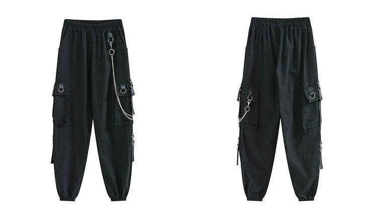 Harajuku Black Cargo Pants Men Women Punk Streetwear Korean Style Fashion High Waist Pants Spring Plus Size Trousers Mal 7
