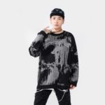 Hip Hop Men’s Sweater Pullover Autumn And Winter Harajuku Streetwear Print High Street Female Knitted Sweater Coat Loose Tops