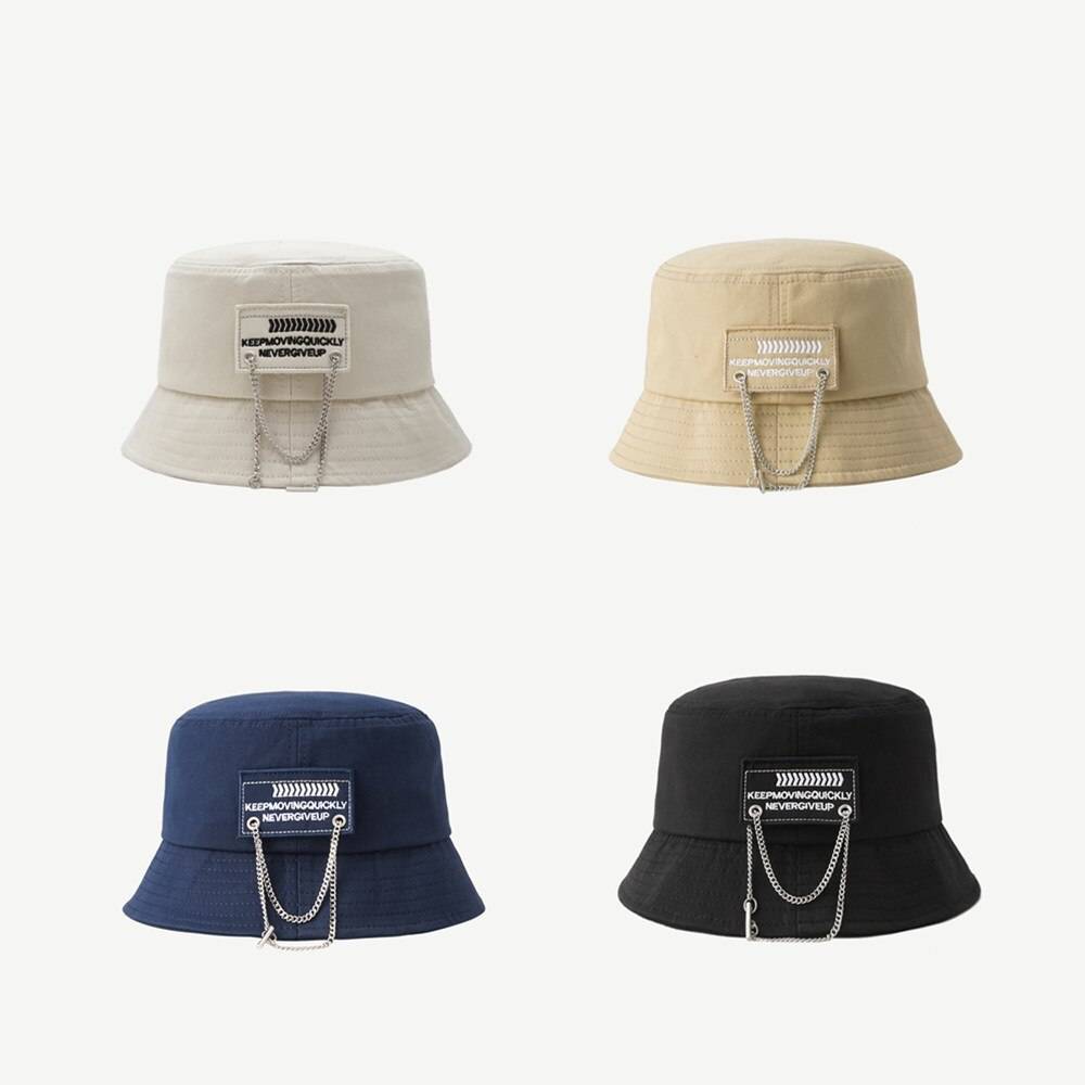 INS Chain Fashion Bucket Hat For Men Women Korean Patch Panama Version Sun Cap hip hop street Travel Fisherman Hat 4