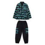 Kid Cool Hip Hop Clothing Letters Print Jacket Top Coat Tactical Cargo Pants for Girl Boy Jazz Dance Costume Clothes Street Wear