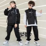 Kid Hip Hop Clothing Sweatshirt Top Streetwear Tactical Cargo Pants Sleeveless Jacket Vest for Girls Boys Dance Costume Clothes