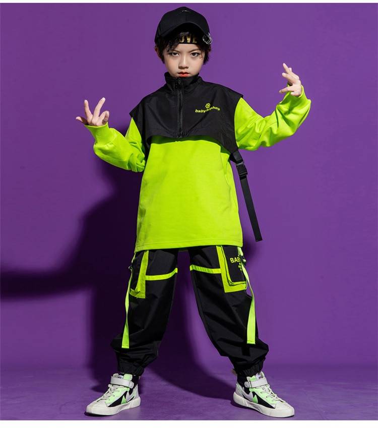 Kid Hip Hop Clothing Sweatshirt Top Streetwear Tactical Cargo Pants Sleeveless Jacket Vest for Girls Boys Dance Costume 1 8