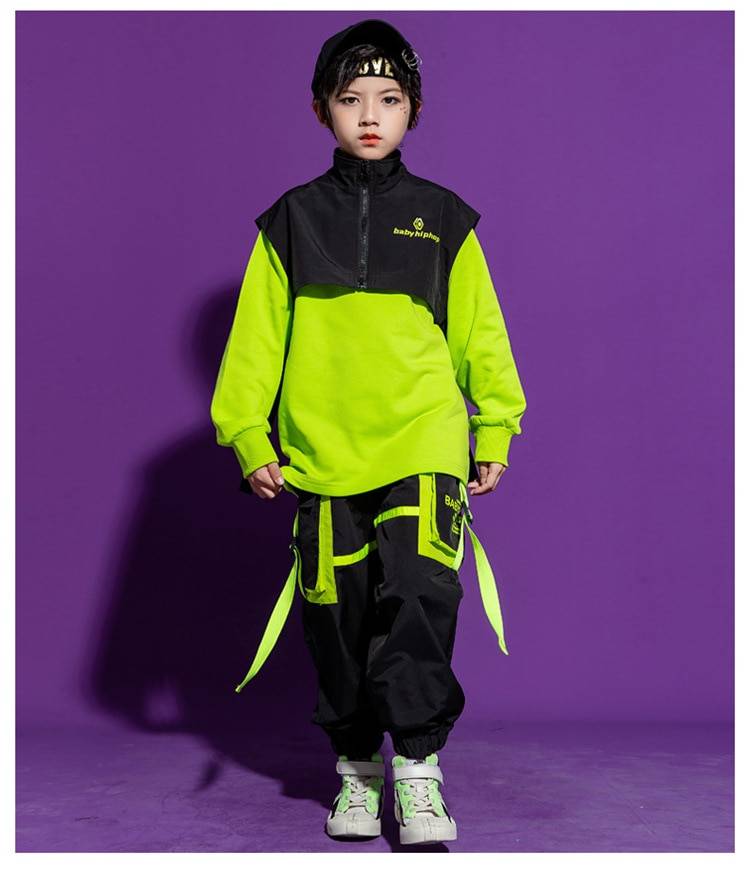 Kid Hip Hop Clothing Sweatshirt Top Streetwear Tactical Cargo Pants Sleeveless Jacket Vest for Girls Boys Dance Costume 1 9