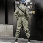 LACIBLE 2020 Hip Hop Streetwear Jumpsuits Men Ribbon Embroidered Cargo Pants Long Sleeve Rompers Joggers Techwear Men