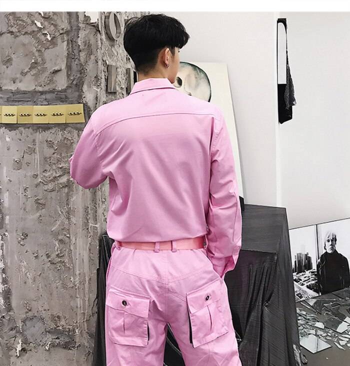LACIBLE Techwear Overalls Hip Hop Streetwear Jumpsuit Men Fashion Multi Pockets Ribbons Cargo Pants Long Sleeve Rompers 1 16