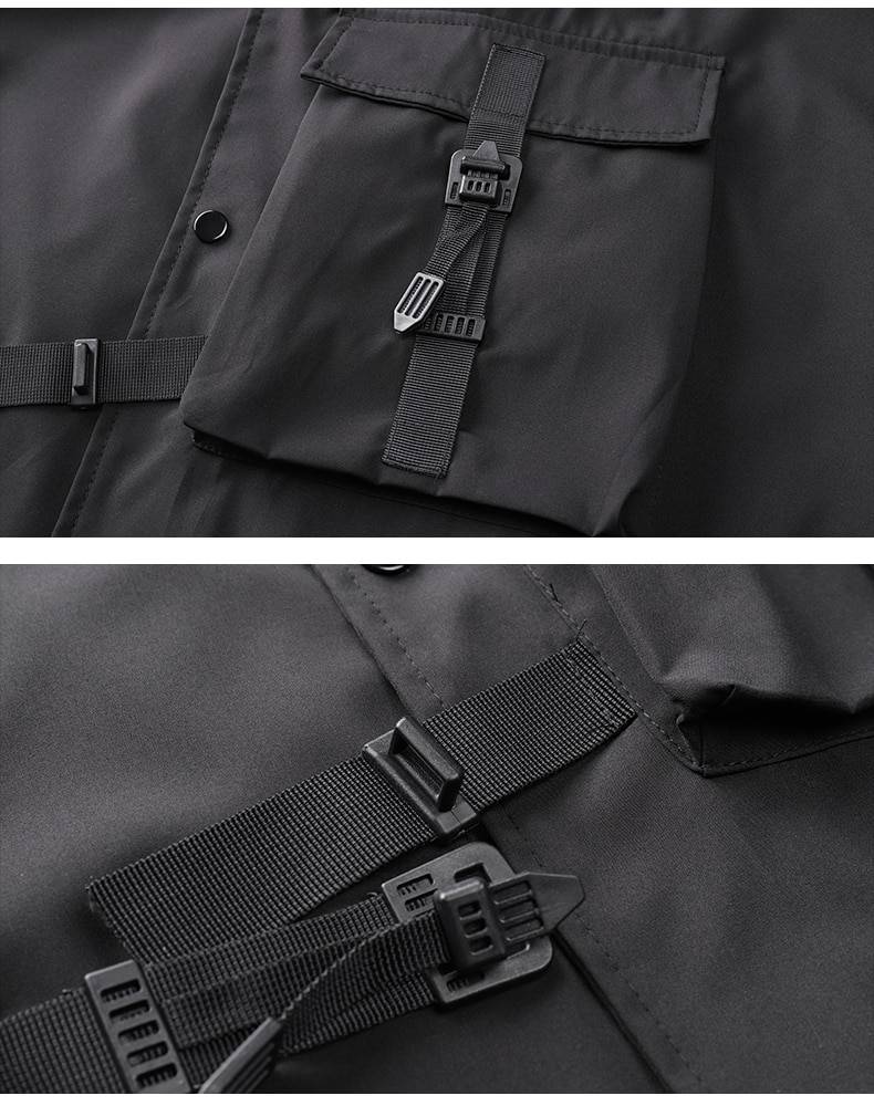 Men Bomber Jacket 2021 Mens Mulit Pocket Cargo Bomber Jackets Steetwear Hip Hop Windbreaker Coats Outwear 8