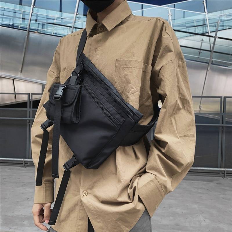 Black Tactical Straps Techwear Sling Bag ☢️ ATLAS 1